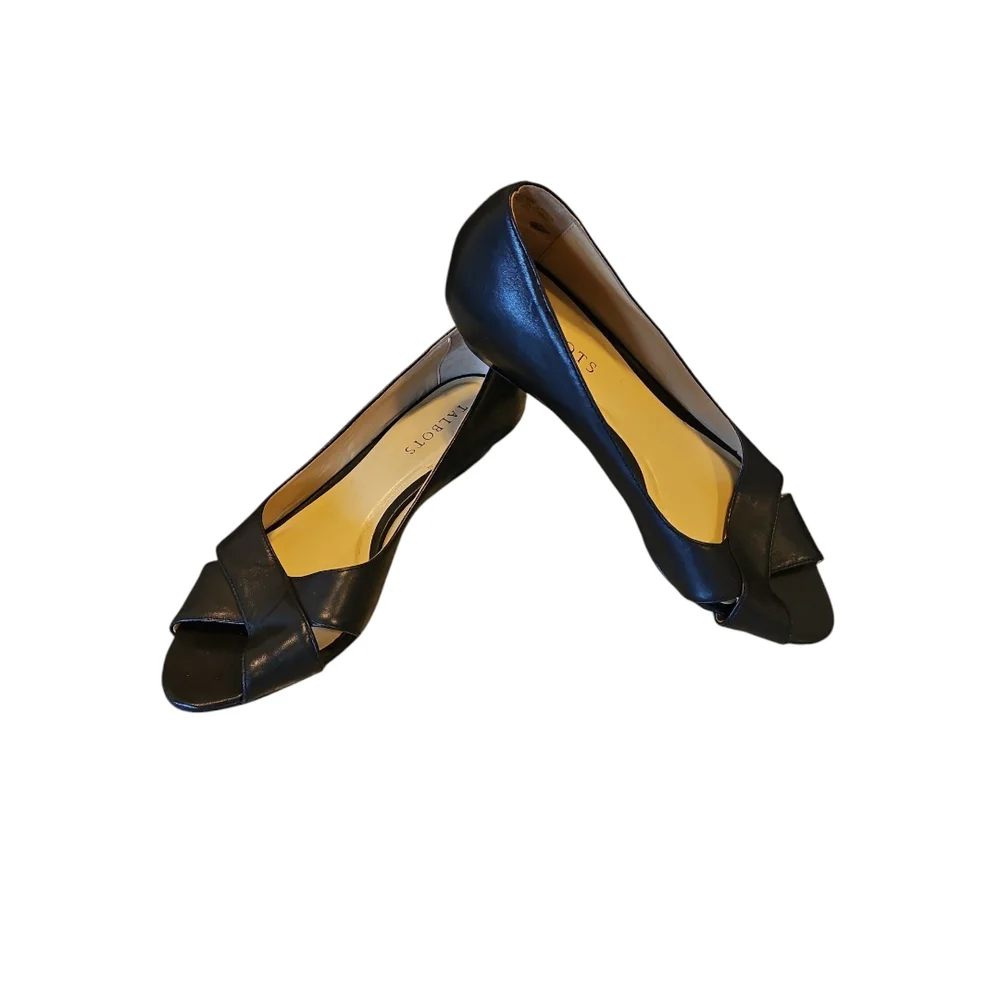 Talbots Black Open Toe Flats - Picture 1 of 6